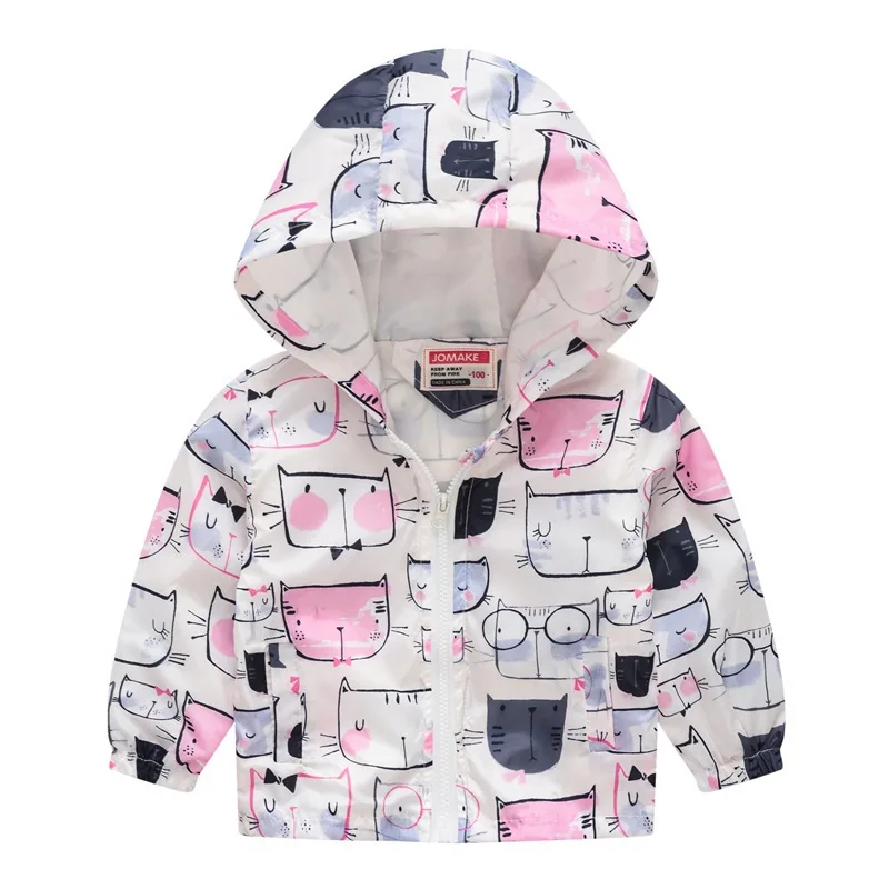

New Girls Hoodies Coat Spring Autumn Girls Windbreaker Baby Kids Cartoon Full Print Outerwear Girls Jacket Children Clothing