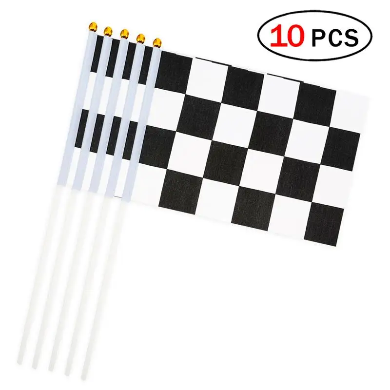 

10 Pcs/Set Racing Flag Car Motorcycle Checkered Flag Banners Handhold Flag Black & White F1 Formula Celebration Craft Decoration