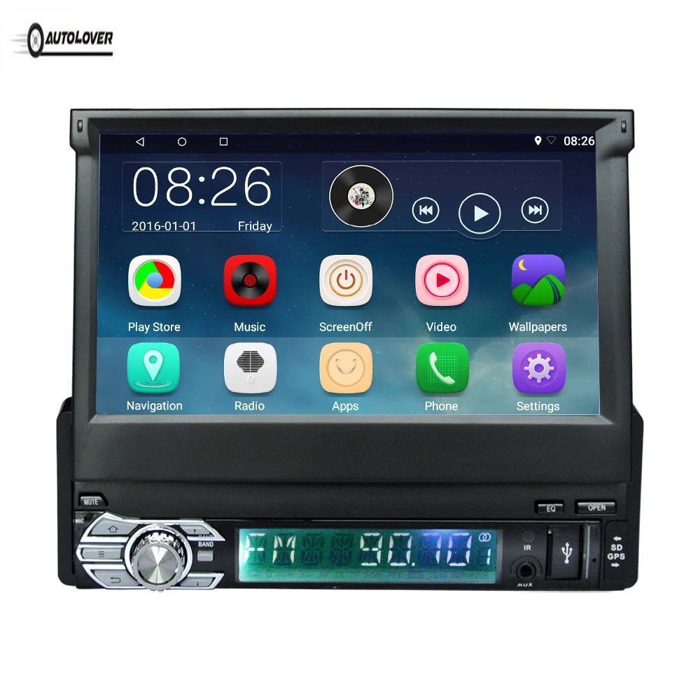 

RM - CT0008 7 inch 1 Din Retractable Touch Screen Android 6.0 Car Mulltimedia Player Auto Audio With FM Radio Blutooth GPS