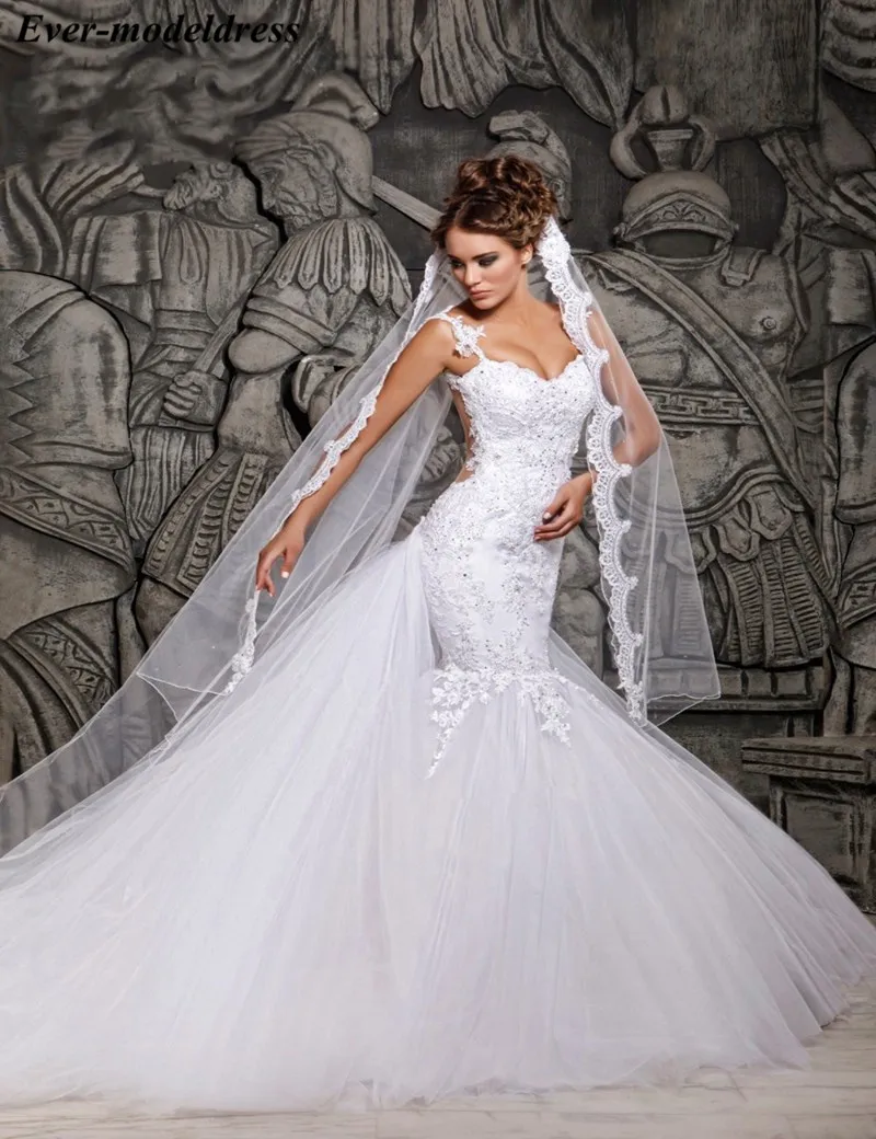 8------Sexy-Illusion-Back-African-Mermaid-Wedding-Dress-Pure-white-color-Plus-Size-Lace-appliques-Crystal-Beading (3)_conew1_