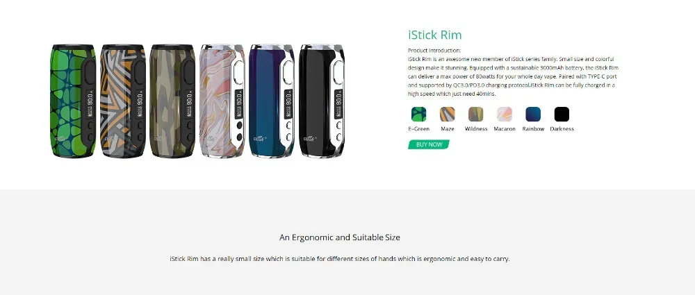 Original Eleaf iStick Rim MOD 80W Electronic Cigarette Vape with QC3.0 Fast Charge Vaporizer Support Melo 5 Tank 02 (9)