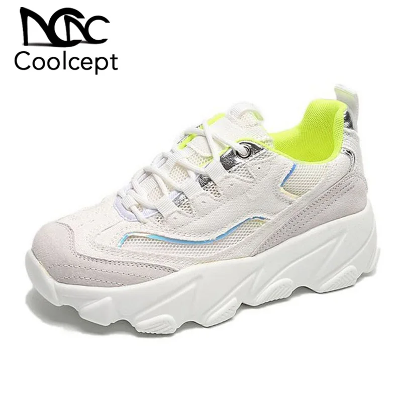 

Coolcept New Hot Sneakers Women Mesh Breathable Vulcanized Shoes Thick Bottom Platform Outdoor Casual Shoes Women Size 35-39