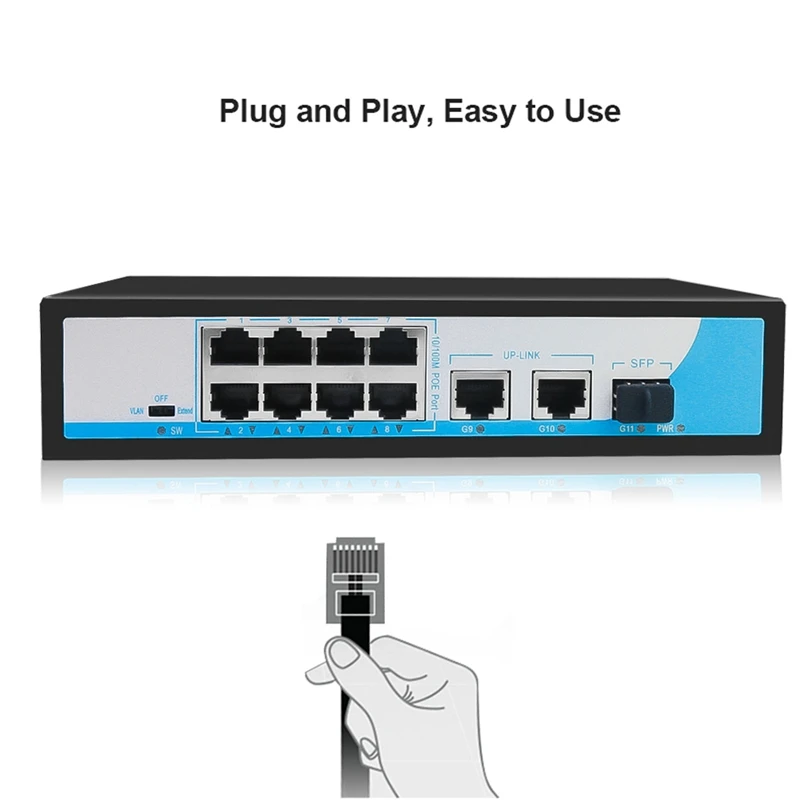 8 Порты сетевой коммутатор Ethernet концентратор 10/100 Мбит/с наполовину/Duplex