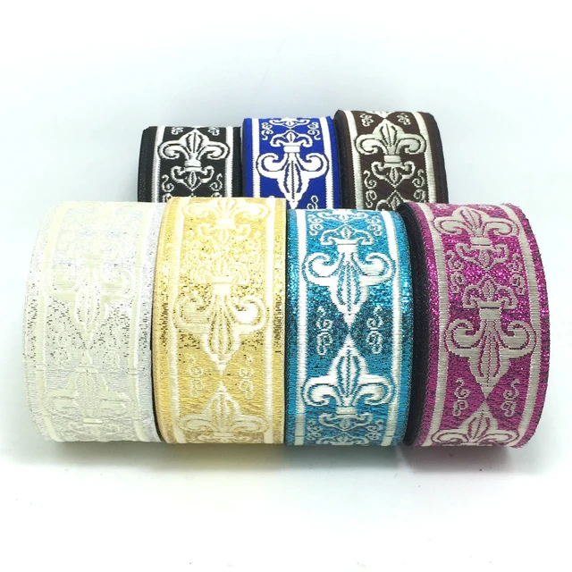 7METER 50MM Woven Jacquard Ribbon Trims Geometric Flower Totem