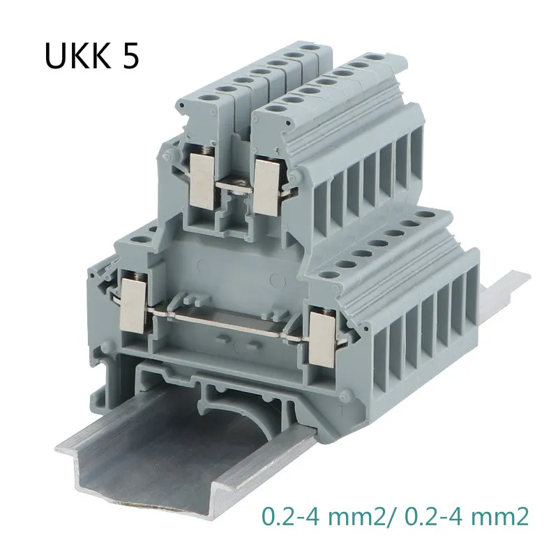 

10pcs Phonex Type UKK 5 Din Rail Wiring Conductor Quick Connector 24-12AWG Thin Modular Double-layer Screw Terminal Blocks UKK-5