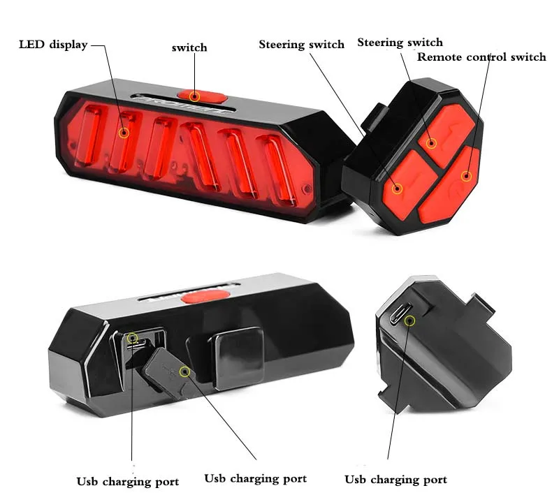 Excellent promend Wireless Bike light Brake Bicycle Rear Light laser tail lamp Smart USB Rechargeable Cycling Accessories Remote Turn led 4