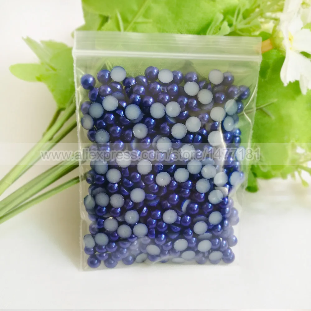 5mm half round pearls Z37 DARK BLUE-1