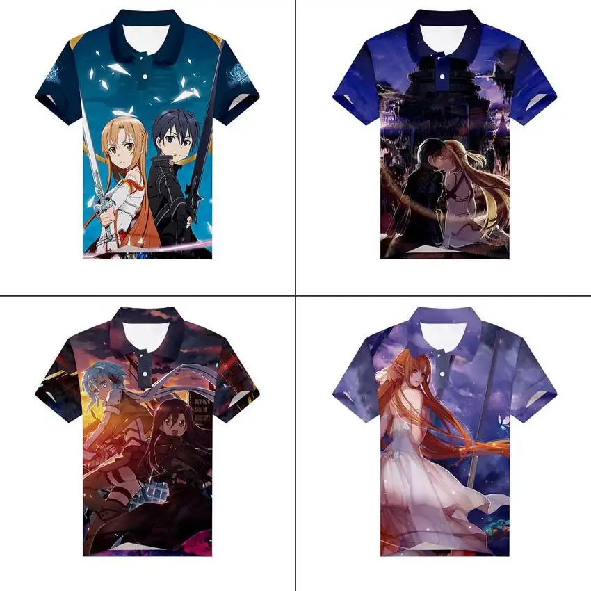 

Anime Sword Art Online SAO Asuna 3D print Polo Shirt Men Casual golf shirt Cotton Loose Short Sleeve Cosplay Modal Tees