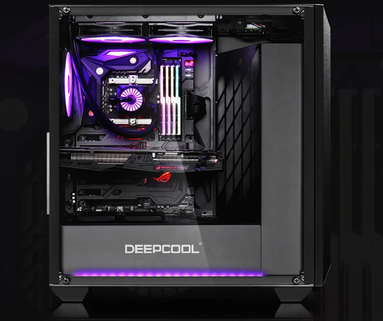 Чехол для компьютера deepcool count RGB ATX(стеклянная панель/с 1 вентилятором волшебного кольца/Игровое шасси/поддержка видеокарты RTX2080