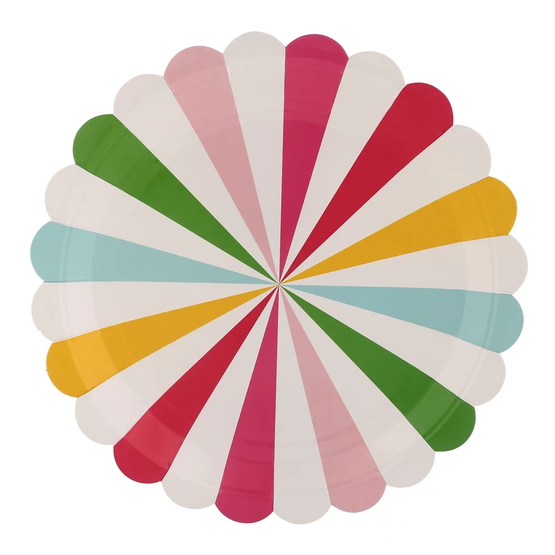 16pcs 7" 9" High Quality Paper Plates Colorful Striped Birthday Party