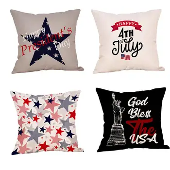 

4Pcs American Independence Day Cushion Cover 45*45cm American flag Statue of Liberty decorative cushions for sofa throw pillows