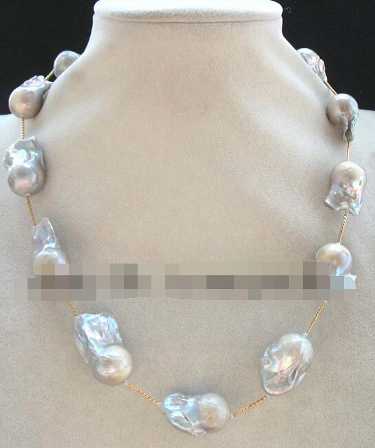 

bjc 0001791 freshwater pearl gray reborn keshi necklace 19.5" nature (C0309)