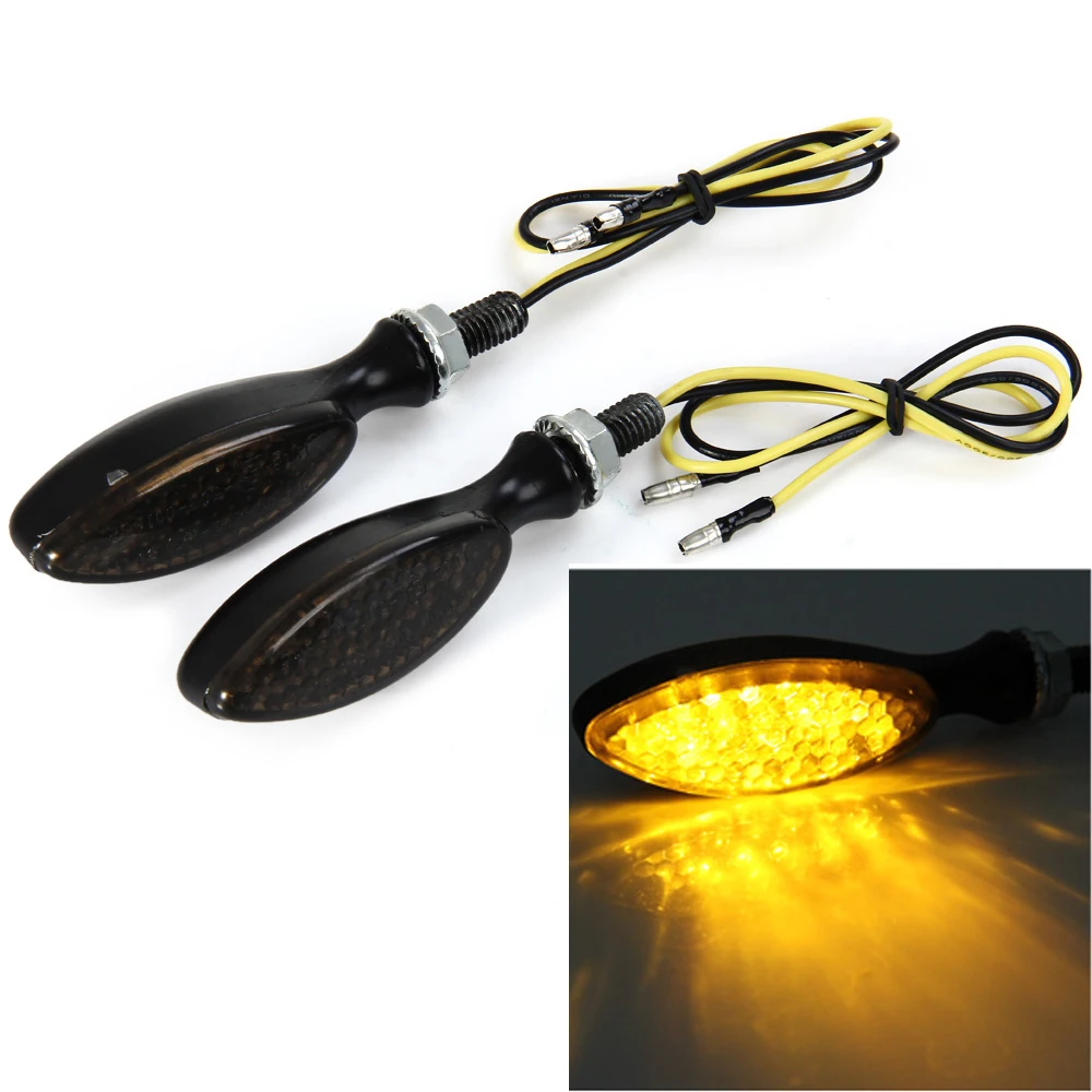 

2x Motorcycle Yellow 12 LED Turn Signal Light Bulb Blinker Smoke Lens DC12V 8mm