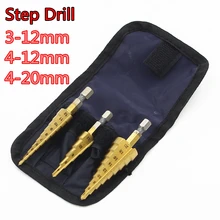 3-12/4-12/4-20mm Step Drill Bits 3Pcs/set Hss Steel Step Cone Cutting Tools Steel Woodworking Wood Metal Tool Drilling Set
