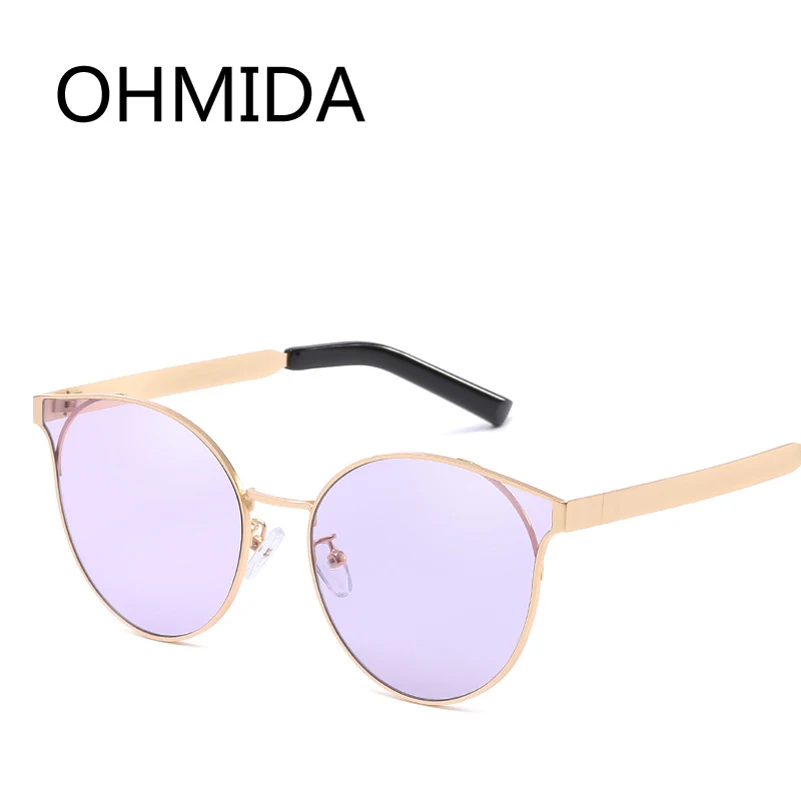 Женские винтажные солнцезащитные очки OHMIDA фиолетовые зеркальные кошачий глаз с