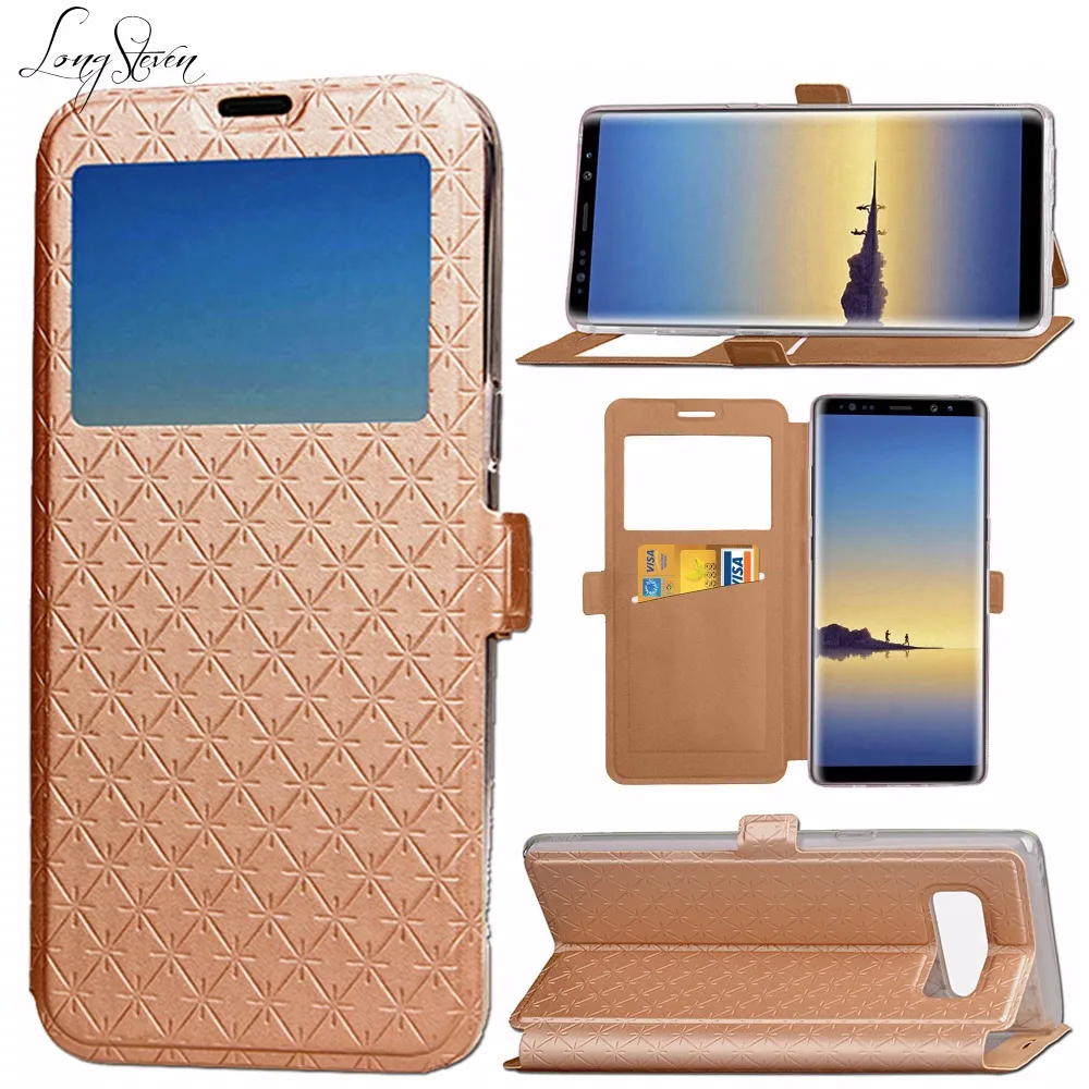 [Long Steven]For Samsung Note 8 Case View Window Lattice Rhombic