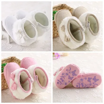 

Treadmill shoes winter female baby shoes soft bottom snow boots plus velvet warm baby shoes children shoes First Walkers