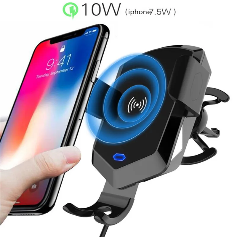 

Smart Qi Car Wireless Charger For iPhone Xs Max Xr X Samsung S10 S9 Intelligent Infrared Fast Wirless Charging Car Phone Holder