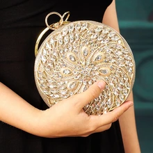Женские клатчи на запястье, хрустальный круглый роскошный клатч, вечерние свадебные сумочки, дамские маленькие сумки через плечо