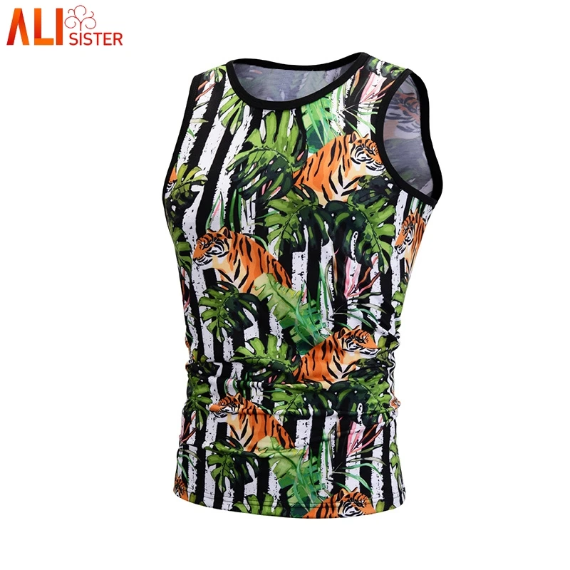 Мужская майка Alisister с принтом тигра, летняя повседневная майка без рукавов с 3d принтом, Мужская Спортивная майка для фитнеса, Майки для бодибилдинга