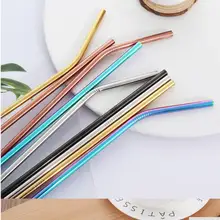300 шт/Партия Красочные 304 соломинки из нержавеющей стали многоразовые, для питья соломы высокого качества металлическая соломинка 215 мм* 6 мм с фабрики