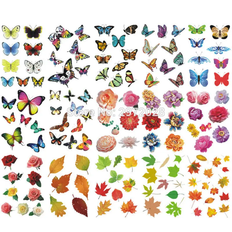 

Newest Design Butterfly Leaf Flower Car Creative Auto Decal Set Cartoon Car Sticker Car Bumper Body Decal Creative Pattern Vinyl