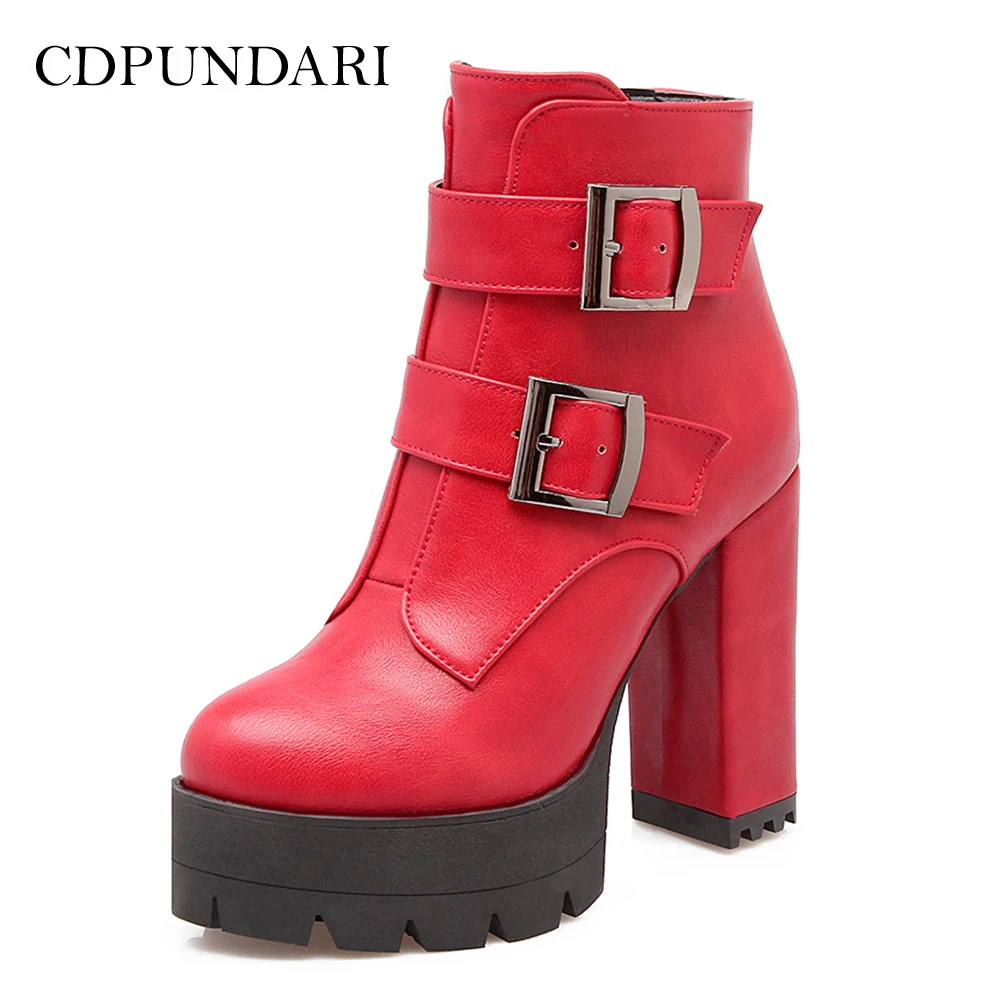 

CDPUNDARI Super High heel Ankle boots for women platform Boots Ladies Winter shoes woman