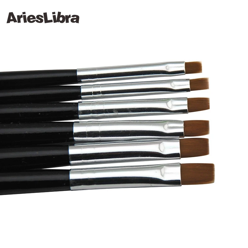 

AriesLibra 20 pcs/set Flat Head UV Gel Nail Art Brush Black Acrylic Brush Set High Quality Kit Professional Nail Art Tools