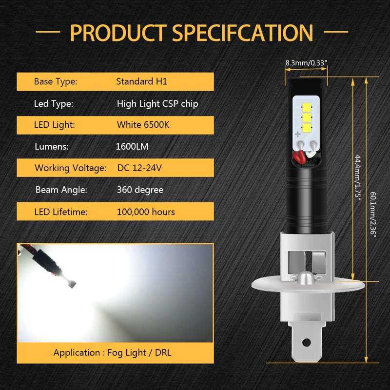 TUINCYN 2 шт. H1 светодиодный светильник для автомобилей CSP светодиодный светильник авто светодиодный светильник противотуманная фара супер яркий Авто ходовой светильник s 6500K белый DC12V