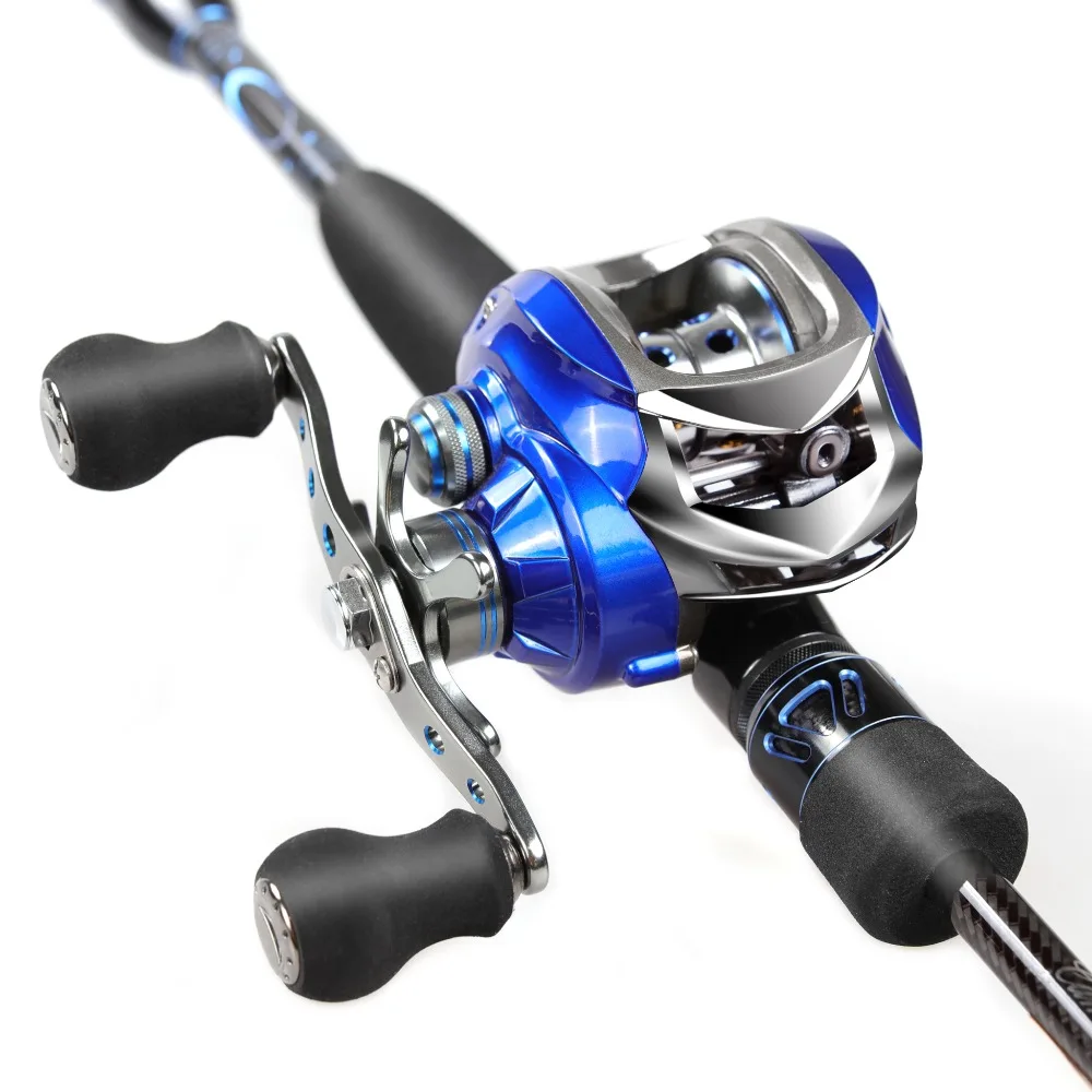 2.1m Fishing Rod And Reel Comb 46T Carbon Rod Bait Casting Reel Left