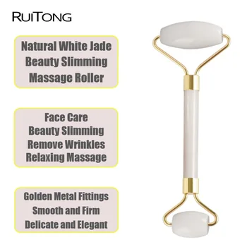 

1Pcs Natural White Jade Face-lift Roller Massager Double Head Health Care Wrinkles Remove Facial Massage Tools Wholesale