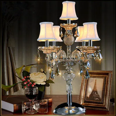 Светодиодный подсвечник для гостиной, настольная лампа, Хрустальный подсвечник для ресторана, большой светодиодный подсвечник, стеклянный Настольный светильник для спальни - Цвет абажура: with B lampshade