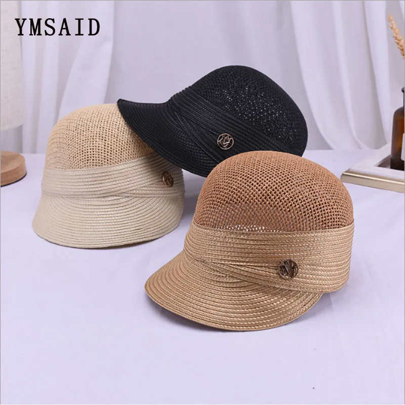 

Ymsaid2019 Spring and Summer Women's Straw Shade Straw Hats Knight Cap British style Breathable Visor Sun Cap Women Leisure Caps