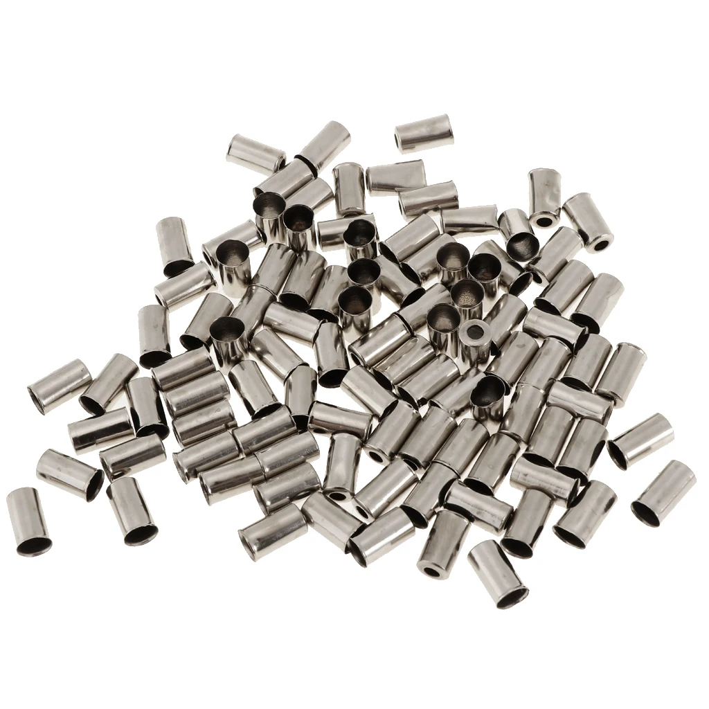 100Pcs Aluminum 5mm Bicycle MTB Brake Wire End Cap Cable Cover Gear Lightweight Bicycle Parts Silver