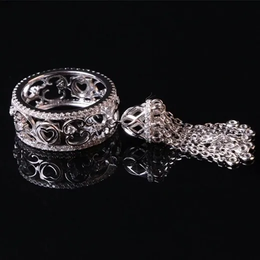 Дизайнерское модное 925 пробы Серебряное ювелирное изделие 3а вечерние кольца с кисточкой из кубического циркония