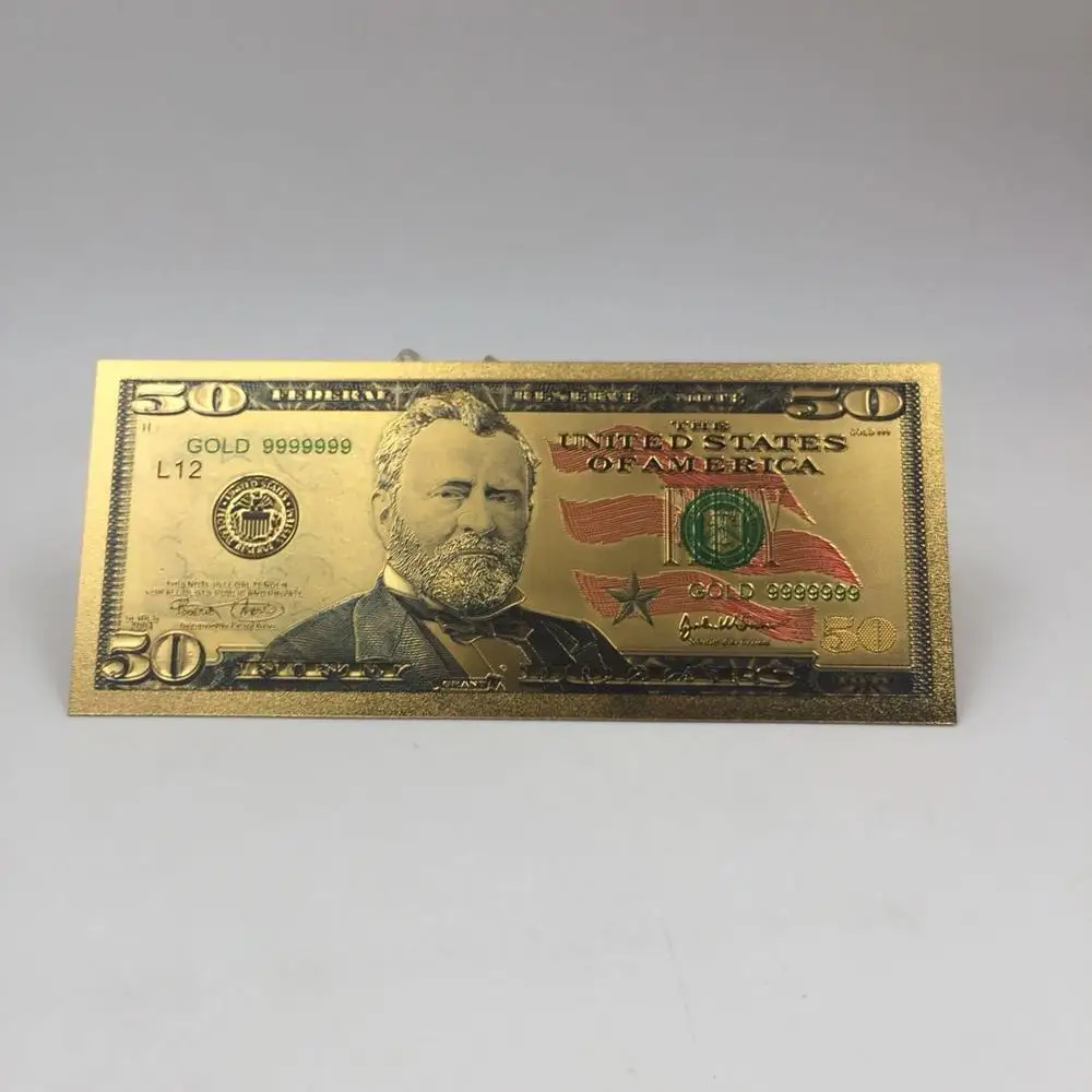 1 шт USD банкнота Христос Иисус 100 долларов США 100 золотой цвет фольга пластиковые банкноты для рождественских сувениров подарок - Цвет: USD 50