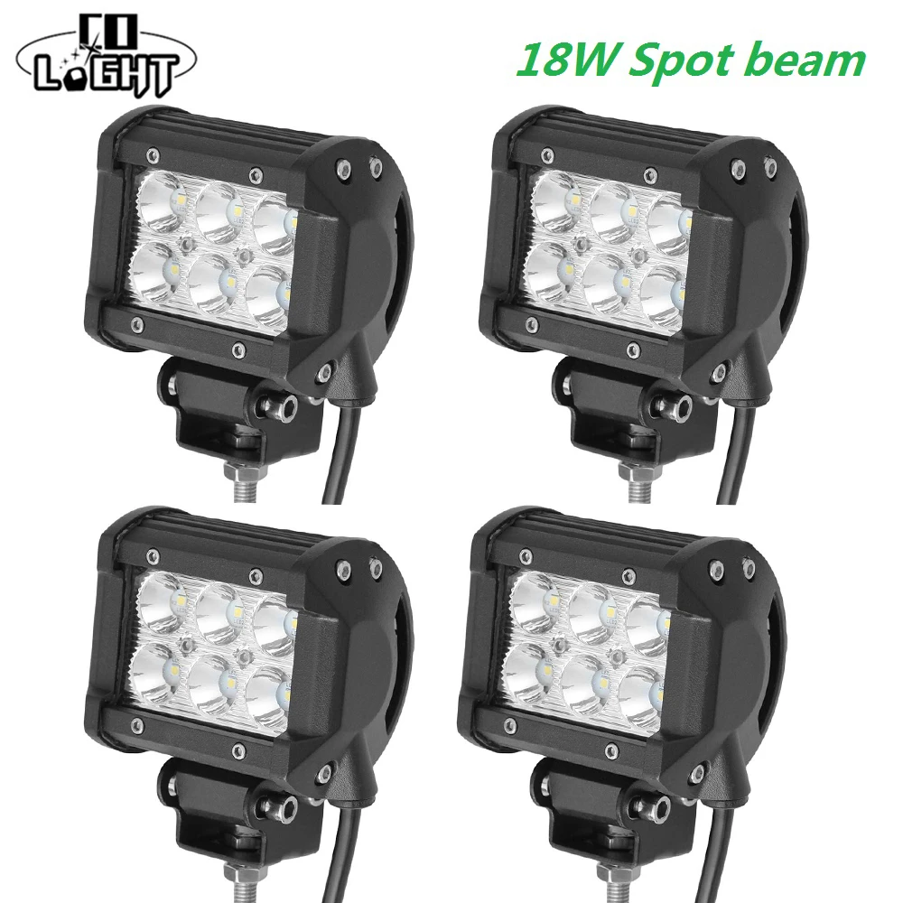 

4PC/Set 18W Led Work Light Spot Flood Beam 6000K Daytime Running Light 9-32V for 4X4 OffRoad Lada Niva Jeep Wrangler Kia Tractor