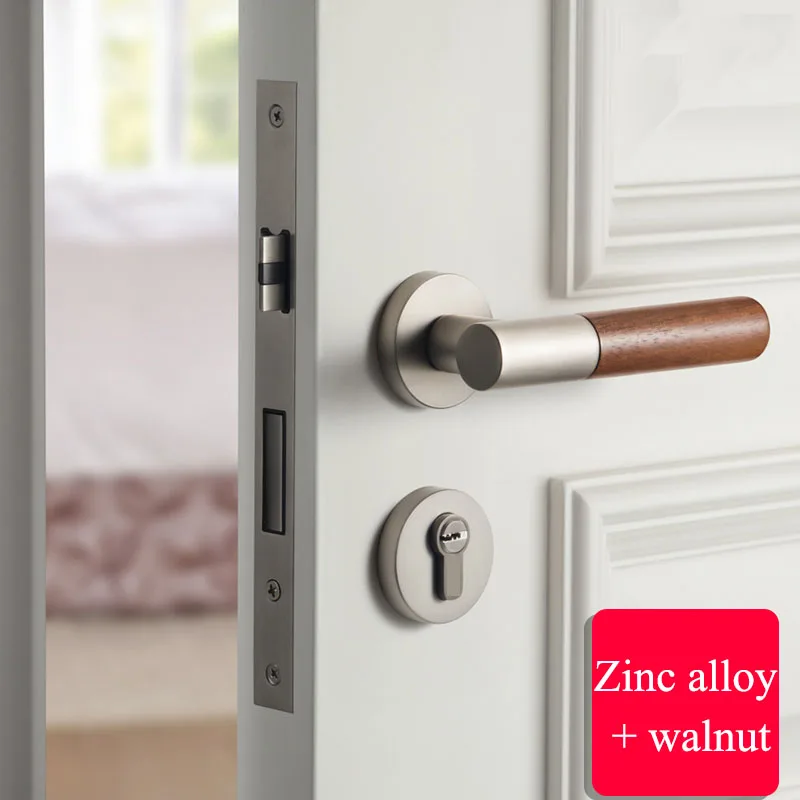  3 Colors/Zinc Alloy+Walnut Door lock Simple Bedroom/Kitchen/Living Room Interior Door Handles Furni - 33014262273
