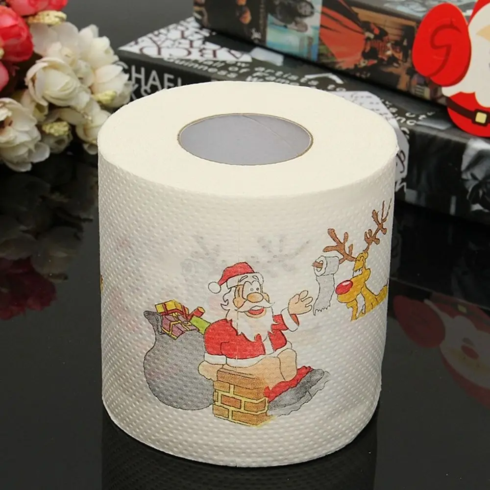 1 рулон Санта-Клауса, печатная Рождественская туалетная бумага, тканевый стол, украшение для комнаты, украшение для рождественской вечеринки, сделай сам, бумага для рукоделия