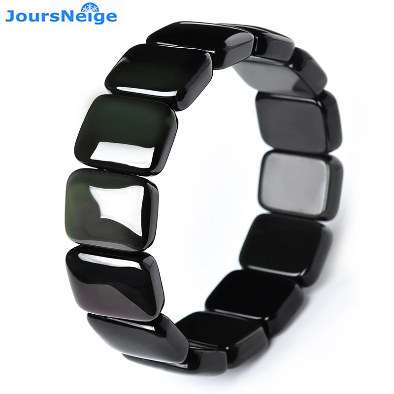 

Wholesale JoursNeige Purple Green Eyes Black Natural Obsidian Stone Bracelets Hand wrist Energy Stone Hand Row Fashion Jewelry