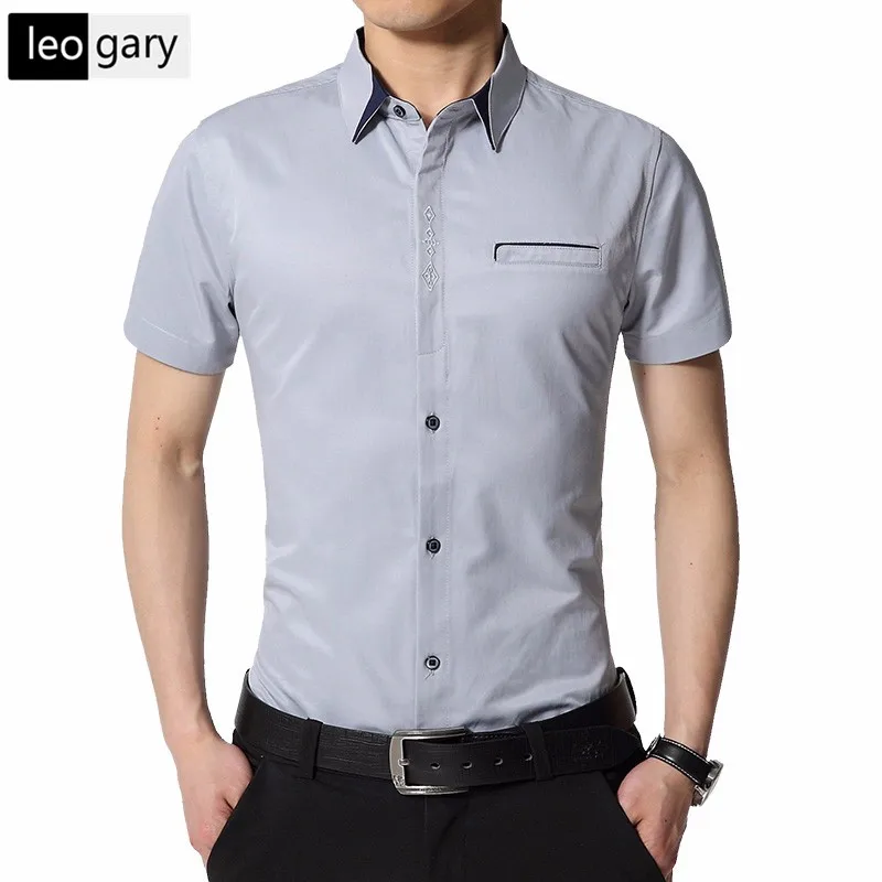 2017 New Men's Summer Shirt Cotton Short Sleeve Shirt Men Slim Fit Business Casual Shirts Social