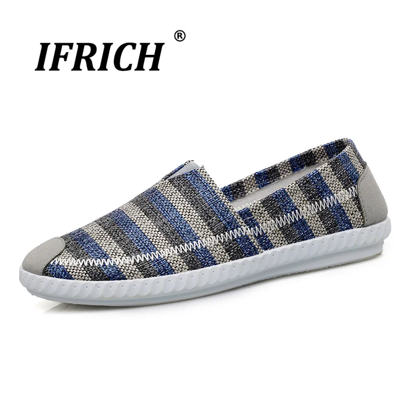 

Popular Casual Shoes for Men Slip-On Hemp Man Shoes Summer Hard-Wearing Men Drive Shoes Gray Blue Mena Sneakers Breathable