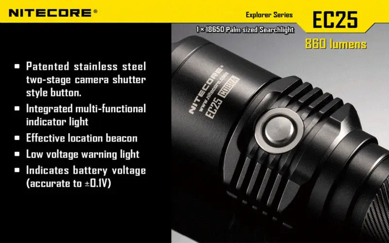 Оптовая продажа Бесплатная доставка NITECORE EC25 фонарик CREE XM-L U2 светодиодный 860 люмен фонарик (1*18650/2 * CR123Battery)