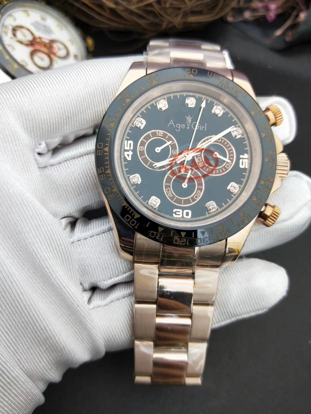 

Luxury Brand New Men Watch Sapphire Rose Gold Black White Stainless Steel Automatic Mechanical Gents Daytona Style Watches AAA+