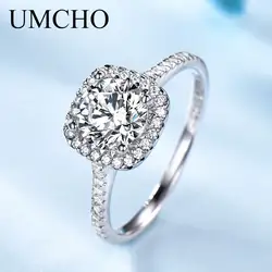 UMCHO Романтический Настоящее 925 пробы 100% серебряные кольца Круглый камень свадебные кольцо для женщин обручение подарки ювелирные украшения