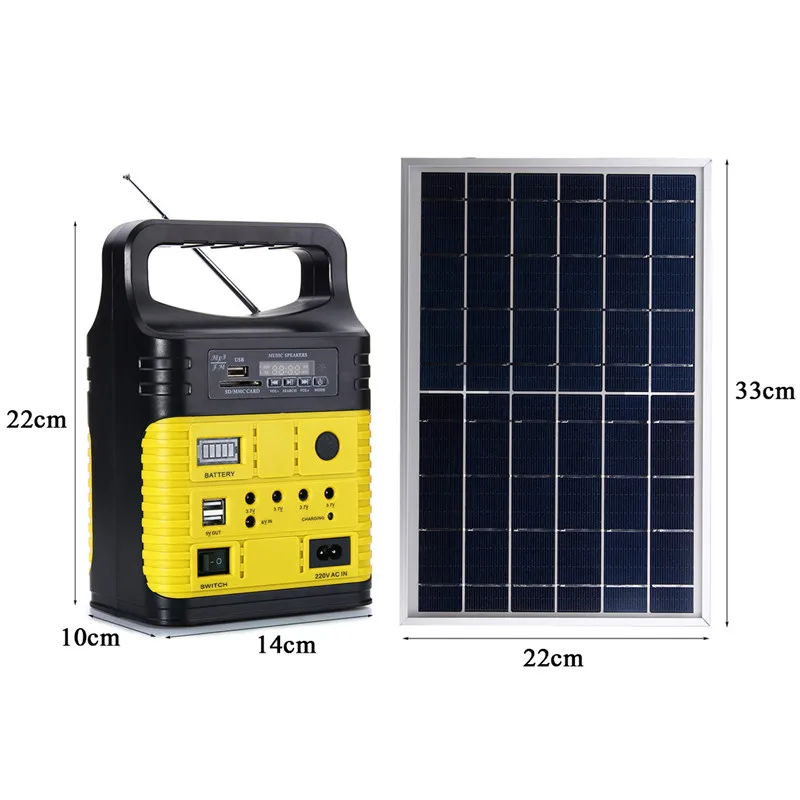 Portátil de Energia ao ar Chumbo-ácido de Carregamento da Bateria Sistema de Iluminação Smuxi Gerador Solar Livre Mini Dc6w Painel 6v-9ah Led 5 Lâmpadas solares