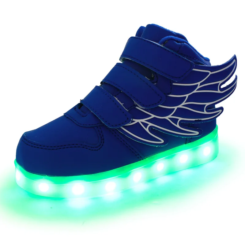 Повседневная обувь для мальчиков; Светящиеся кроссовки; детская обувь с подсветкой; модная Высококачественная обувь унисекс - Цвет: Синий