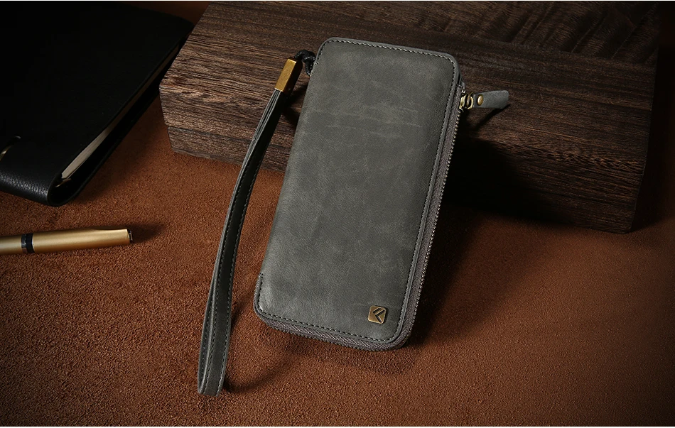 PU Wallet Case For iPhone 6 6S 7 Plus Leather Cover Zipper Handbag (2)