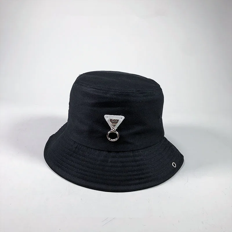 Шляпа Женская Рыбацкая шляпа лето путешествия дикий студент кулон Защита от солнца тенты шляпа японский повседневное шапочка для бассейна - Цвет: Черный