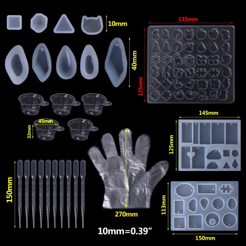 

1 Set Epoxy Resin Kit DIY Jewelry Making Tools Silicone Molds Disposable Gloves Spoon Ear Stud Pendant Necklace Handmade Profes